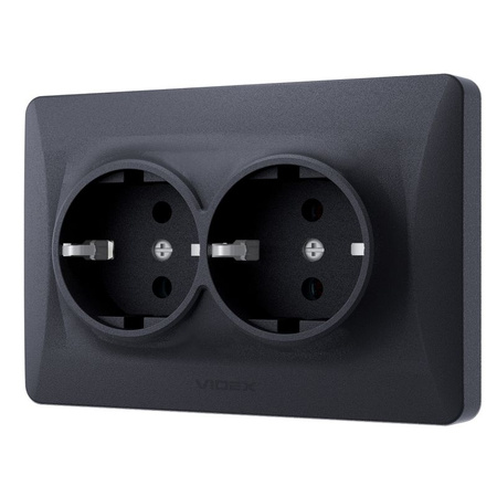 Kontakt 16A Unterputz-Doppelsteckdose Schwarz BINERA VIDEX