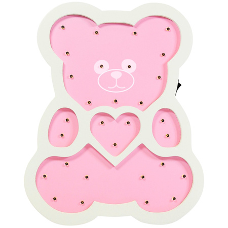 Dekorative Nachtlampe aus Holz BÄR ROSA LED warme GOLDLUX (Polux) Lampe für Kinder