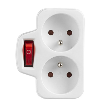 Elektrischer Netzverteiler 2x 2P+0 Dieb 2 Steckdosen mit Erde + Schalter VAYOX