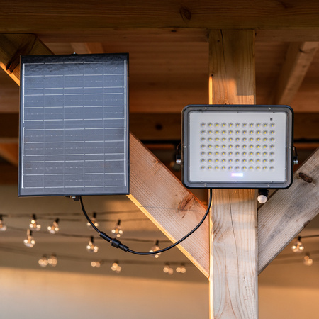 Solar LED Halogenstrahler 300W Gartenlampe 4000K IP65 PIR Bewegungsmelder + Fernbedienung FULGOR LUMILED