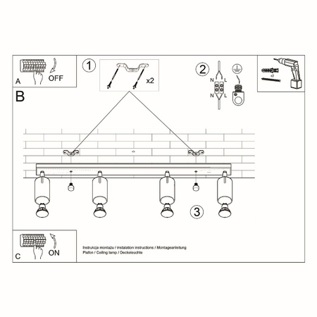 Anbauleuchte RING 4L 4xGU10 Reflektor Halogen Beweglich Minimalistisch Schwarz SOLLUX