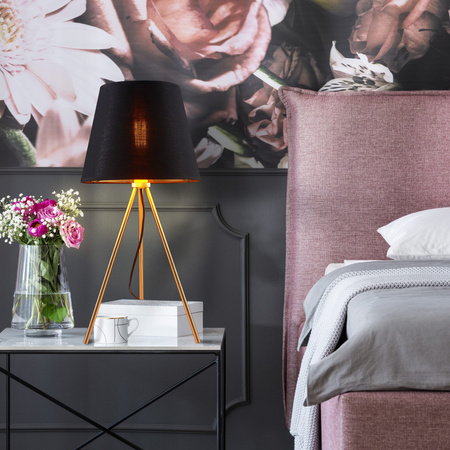 Tischlampe E27 Schwarz Gold ELENA Sanico Goldlux