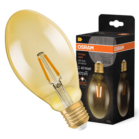 LED Lampen E27 OVAL 4W = 40W 470lm 2400K Warm 300° OSRAM Vintage 1906