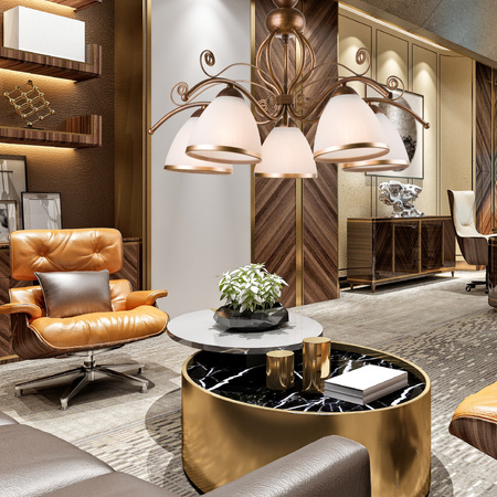 RETRO Hängende Deckenleuchte 5xE27 Weiß Holz Klassisch LM-5.51 Lamkur