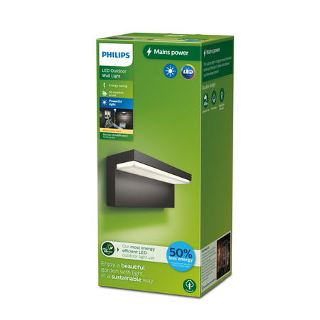 Garten LED-Wandleuchte BUSTAN 3.8W 2700K warm IP44 Anthrazit PHILIPS