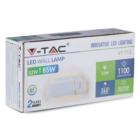 LED-Wandleuchte 12W 3000K IP20 Grau VT-712 V-TAC