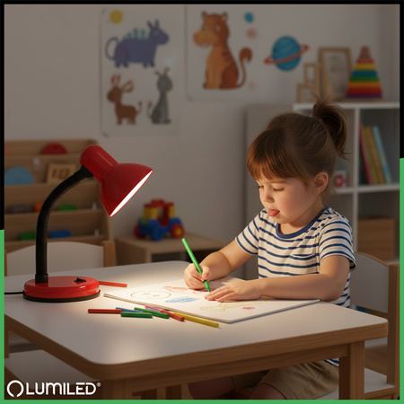 Schreibtischlampe E27, Tischlampe Verstellbar Rot SARA LUMILED