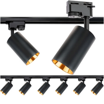 2m Stromschiene + 6x Schienenstrahler GU10 Schwarz-Gold SAGI LUMILED
