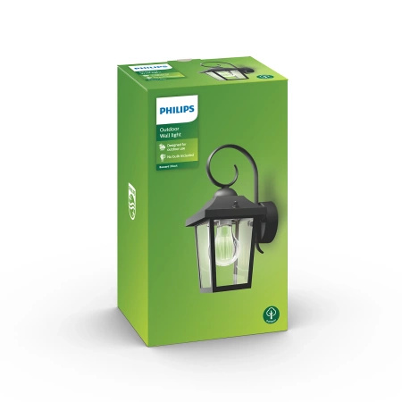 Gartenleuchte LED Wandleuchte BUZZARD myGarden E27 IP44 Downward Lantern Schwarz PHILIPS