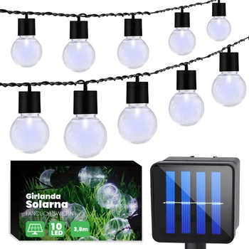 Solar Garden Ornamental Garland Lichterkette 3.8m 10xLED TRANSLATED COLD BALLS