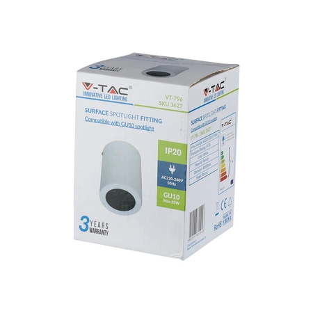 Spot-Deckenleuchte GU10 rund weiß VT-796 V-TAC