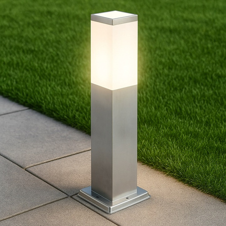 Gartenleuchte quadratische Säule 1x E27 45cm silber IP44