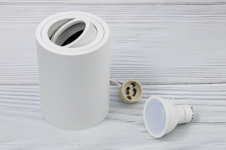 Halogen-Aufbauleuchte, Aufbauspot 115mm Runde Tube AMAT-L+LED GU10 6W 6000K LUMILED