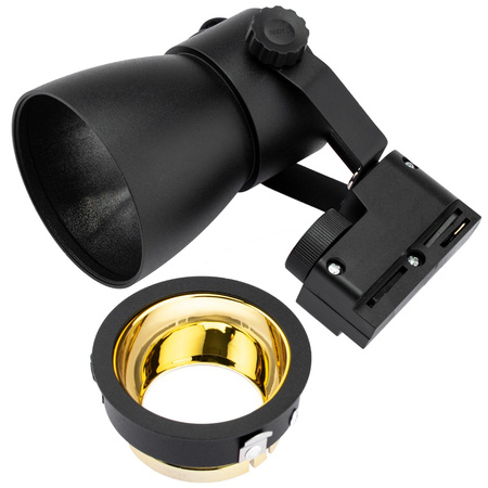 Beleuchtungsschiene 1m Schiene + 2xGU10-Schienenstrahler Schwarz-Gold + 6W LED GU10 3000K