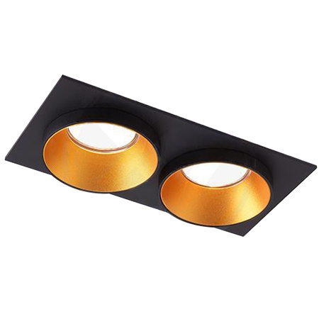 SPOT 2xGU10 rechteckige schwarzgoldene Doppeleinbauleuchte