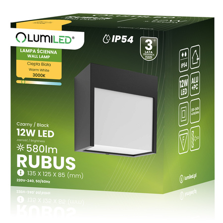 Garten-Wandleuchte LED Außenwandleuchte IP54 12W 3000K RUBUS LUMILED