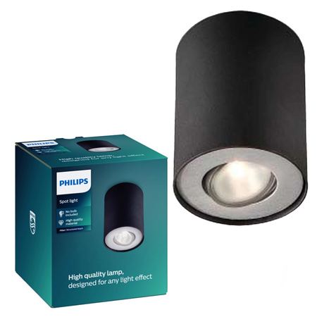 Aufputz-LED-GU10-Leuchte Philips myLiving PIllar Black 56330/30/PN