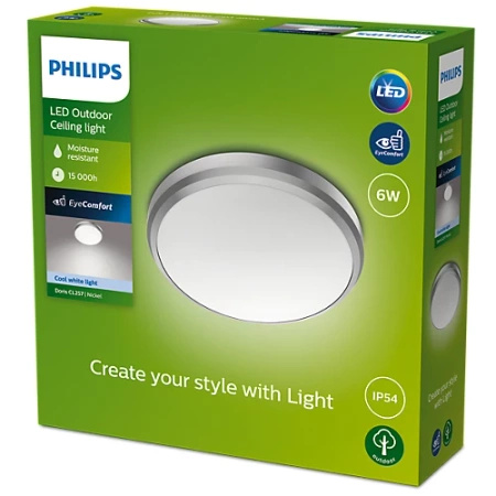 LED-Außendecken-Gartenleuchte DORIS myGarden 6W 4000K IP54 Wandleuchte Silber PHILIPS