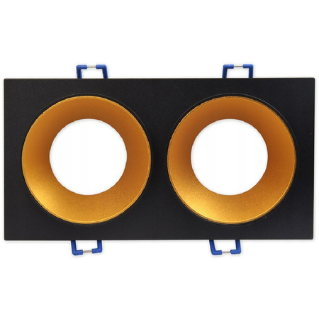 SPOT 2xGU10 rechteckige schwarzgoldene Doppeleinbauleuchte