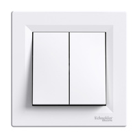 Lichtschalter Doppelschalter weiß mit Rahmen SCHNEIDER ASFORA