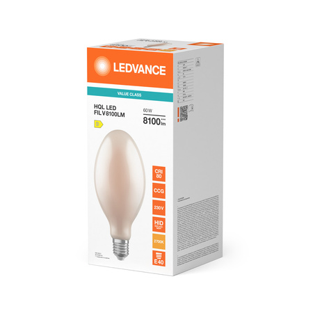 LED Lampen HQL E40 60W = 250W 8100lm 2700K Warmweiß FILAMENT LEDVANCE