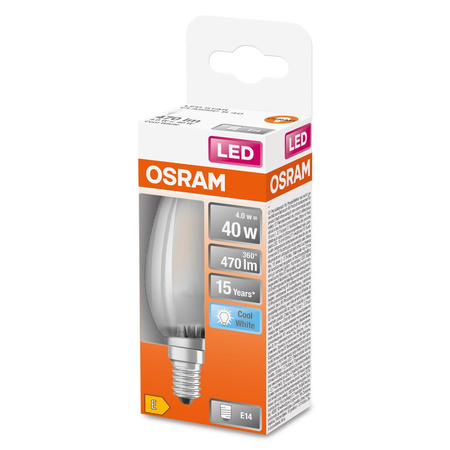 E14 B35 LED Lampen 4W = 40W 470lm 4000K Neutral 300° OSRAM STAR Filament