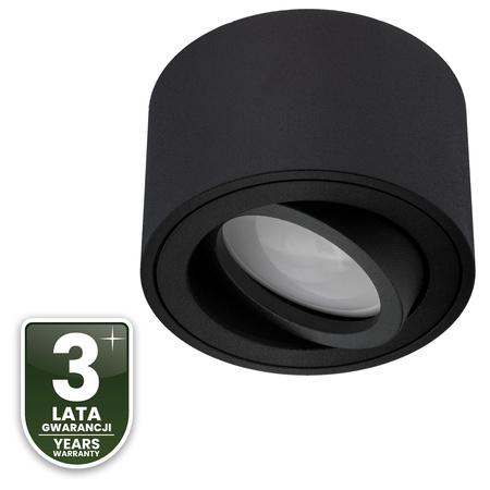 Halogen-Aufbauleuchte, Aufbauspot 50mm Runde Tube Schwarz AMAT-S+LED-Einsatz 5W 3000K LUMILED