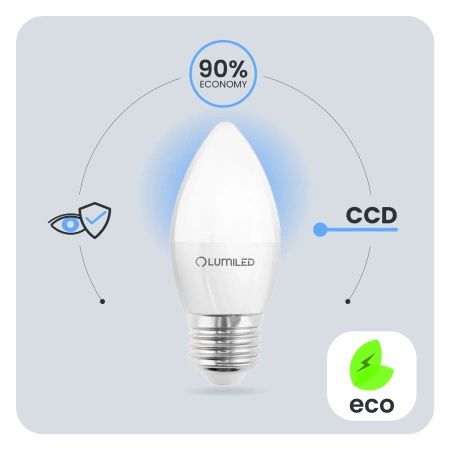LED Lampen E27, Glühbirne B35 5W = 40W 470lm 180° 6500K kalt LUMILED