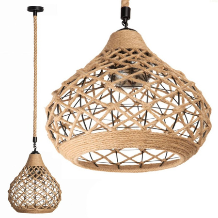 BOHO Geflochtene Jute Pendelleuchte für LED E27 Lang