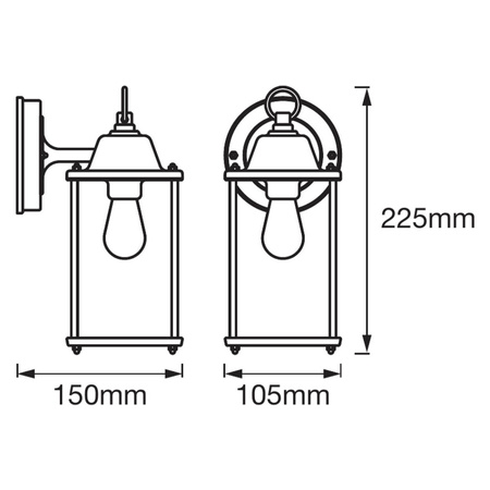 LED-Gartenwandleuchte E27 Laternenbefestigung Schwarz ENDURA CLASSIC LATERN LEDVANCE