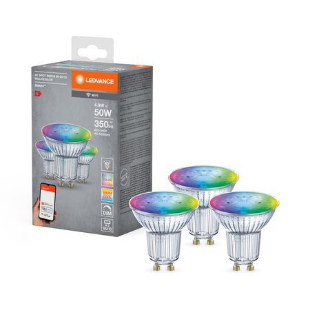 3x LED Lampe GU10 5W 350lm CCT LEDVANCE SMART+ WiFi RGB Dimmbar