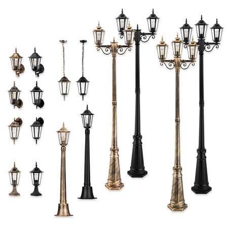 Gartenleuchte E27, Niedriger Pfosten Laterne 40cm Patina BELLIS LUMILED