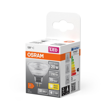 LED-Lampe MR16 Reflektor GU5.3 2.1W = 20W 210lm 2700K Warm 12V 120° STAR Osram