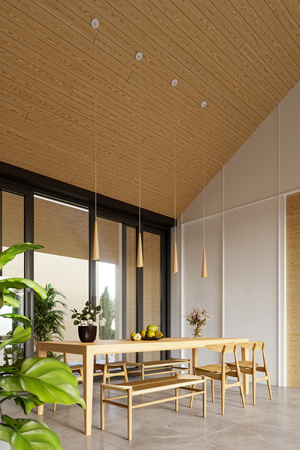 SULA GU10 Hängende LED-Deckenleuchte Naturholz SOLLUX