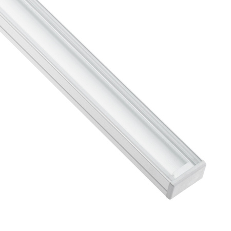 Profil aus eloxiertem Aluminium für LED KM35 Silber Aufbaumontage 1m + transparente Abdeckung + Endkappen