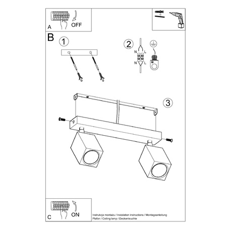 Deckenleuchte KEKE 2xGU10 Reflektor Halogen Leuchte 30cm Eiche SOLLUX