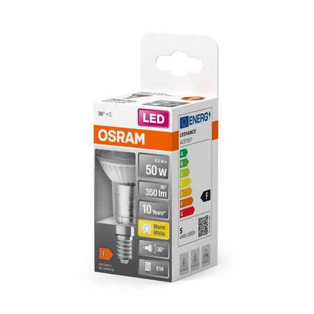 LED Leuchtmittel E14 R50 4,5W = 50W 350lm 2700K Warm 36° OSRAM STAR
