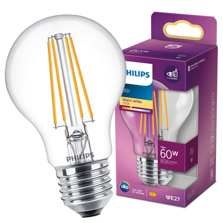 E27 A60 LED Lampen 7W = 60W 806lm 2700K Warmfaden PHILIPS
