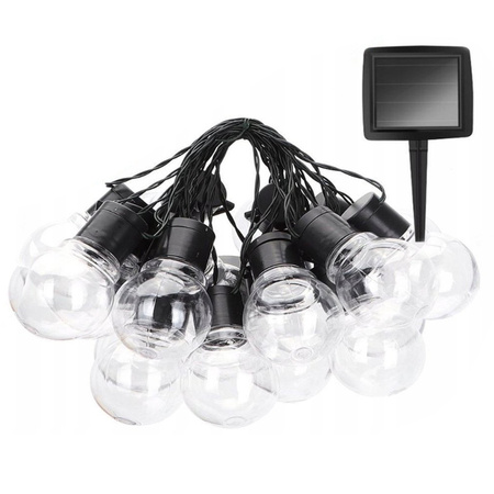 Solar Garland Garden DEKORATIVE Lichterkette 3,35m 10xLED TRANSPARENTE Kugeln 3000K