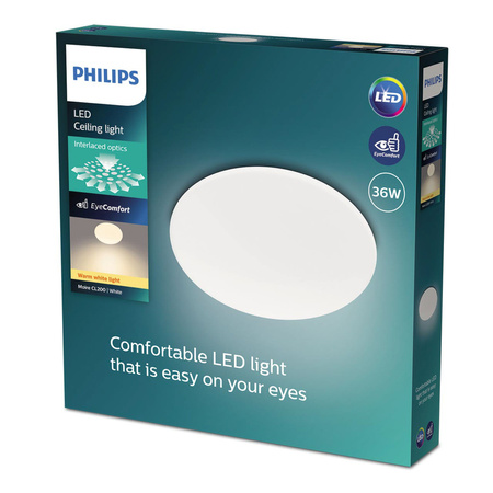 LED Plafond Aufputz MOIRE 36W 2700K 49cm Weiß Rund PHILIPS