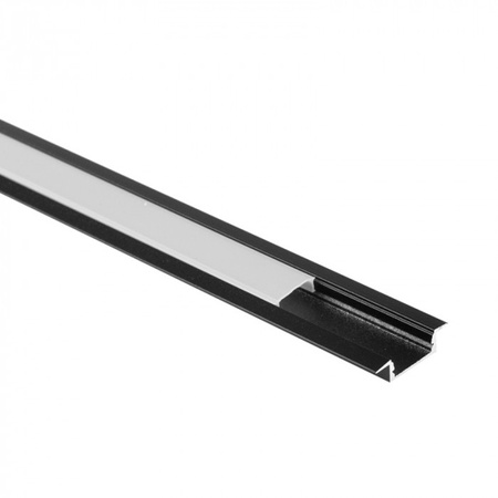 Aluminium Unterputz-LED-Profil Schwarz 1m mit mattiertem Diffusor für LED-Streifen + Kappen Ecolight P-Serie