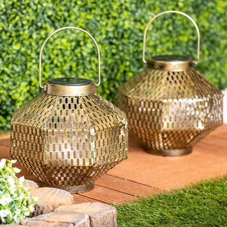 LED-Solarlampe Laterne Garten Glühfaden LATERNE hängend Metall Kupfer