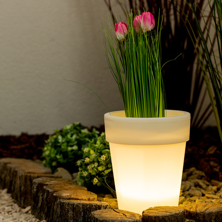 LED Solar Gartenlampe Weiß BLUMENTOPF 4000K neutral GOLDLUX (Polux)