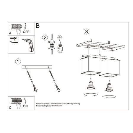 QUAD 2 2xGU10 Halogen-Anbauleuchte Minimalist Schwarz SOLLUX