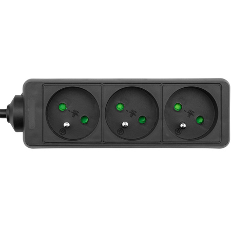 Strom-Verlängerungsstecker – 3 x Steckdose mit Erdungs-Steckdosenleiste 5 m 3 x 1,5 mm 16 A Schwarz