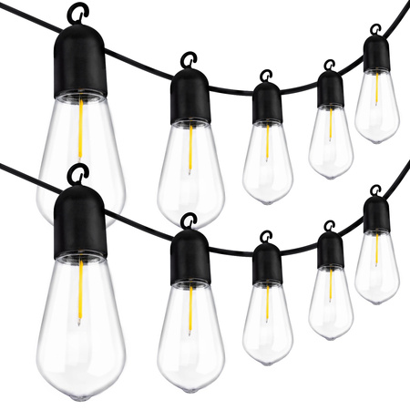 20x LED Solar Lichterkette, Außen Garten Lichterkette 11.48m+EDISON LED Lampen ST58 3000K warm EREMI LUMILED