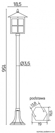 Außengartenlampe LATERNE E27 Wenecja K 5002/1/KW 156cm schwarz Su-Ma