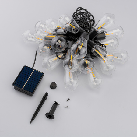 20x LED Solar Lichterkette, Außen Garten Lichterkette 11.48m+EDISON LED Lampen ST58 3000K warm EREMI LUMILED