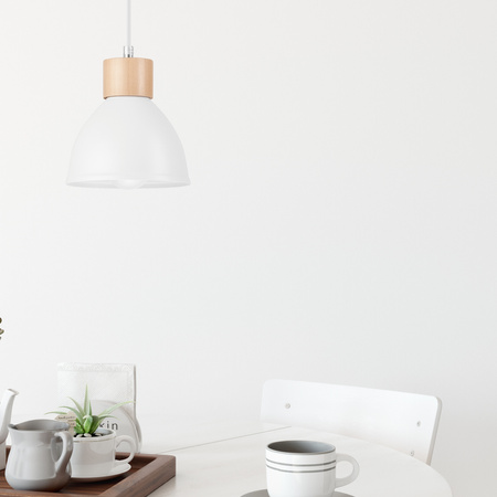 NICO E27 Weiße Pendelleuchte aus Holz LM-1.143 Lamkur