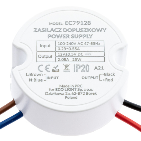 LED-Netzteil für eine 25-W-Box fi 60 2,08 A 12 V DC IP20